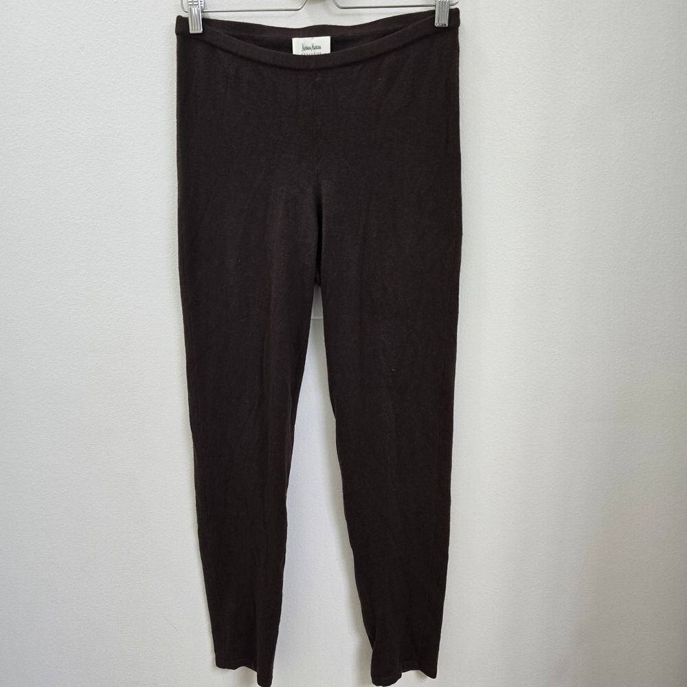 Neiman Marcus Silk Cashmere Knit Leggings Brown Slim Fit Pants Womens Medium - Picture 2 of 5